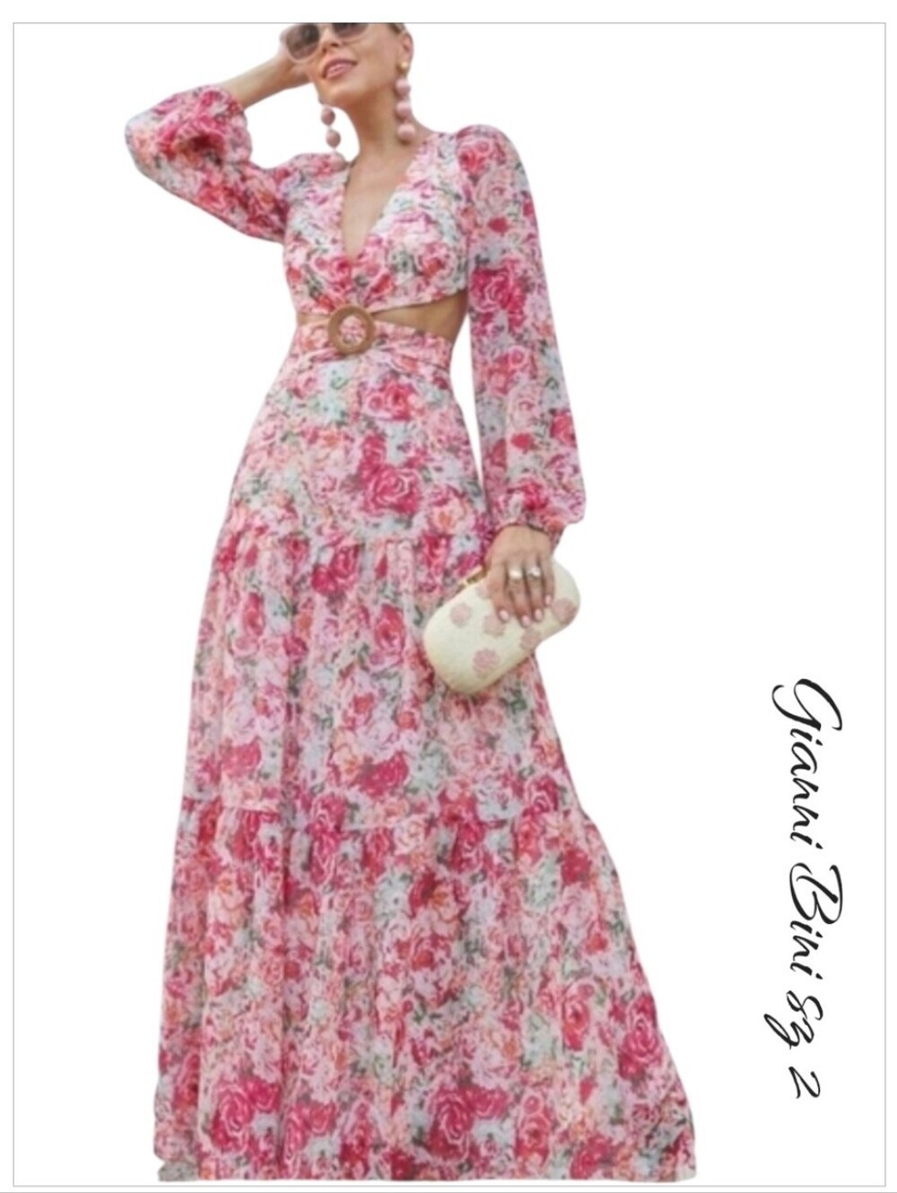 NWT Gianni Bini Floral Cocktail Maxi Dress Sz 2